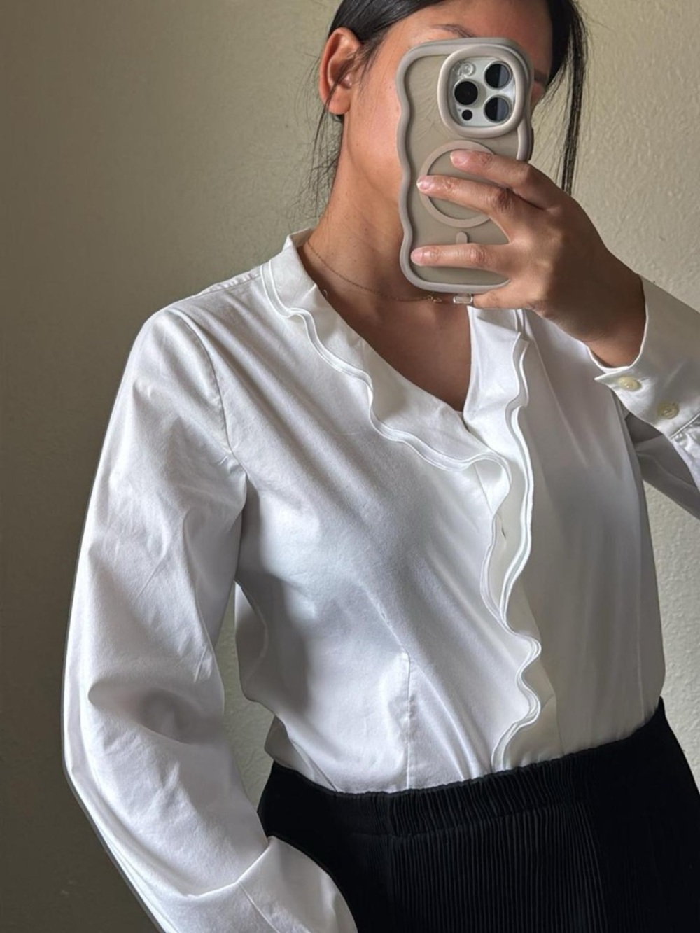 White Ruffle Blouse - Picture 3 of 4